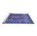 Sideview of Machine Washable Oriental Blue Traditional Rug, wshurb1467blu