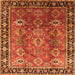 Square Oriental Orange Traditional Rug, urb1467org