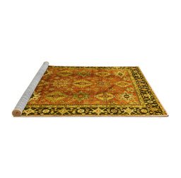 Sideview of Machine Washable Oriental Yellow Traditional Rug, wshurb1467yw