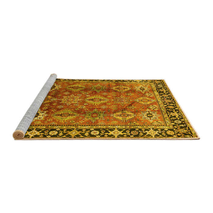 Sideview of Machine Washable Oriental Yellow Traditional Rug, wshurb1467yw