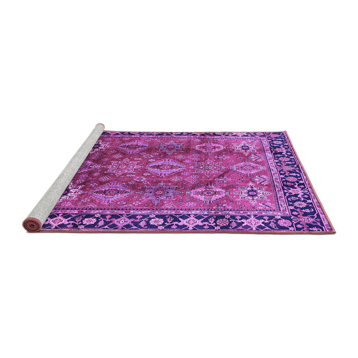 Sideview of Machine Washable Oriental Purple Traditional Area Rugs, wshurb1467pur