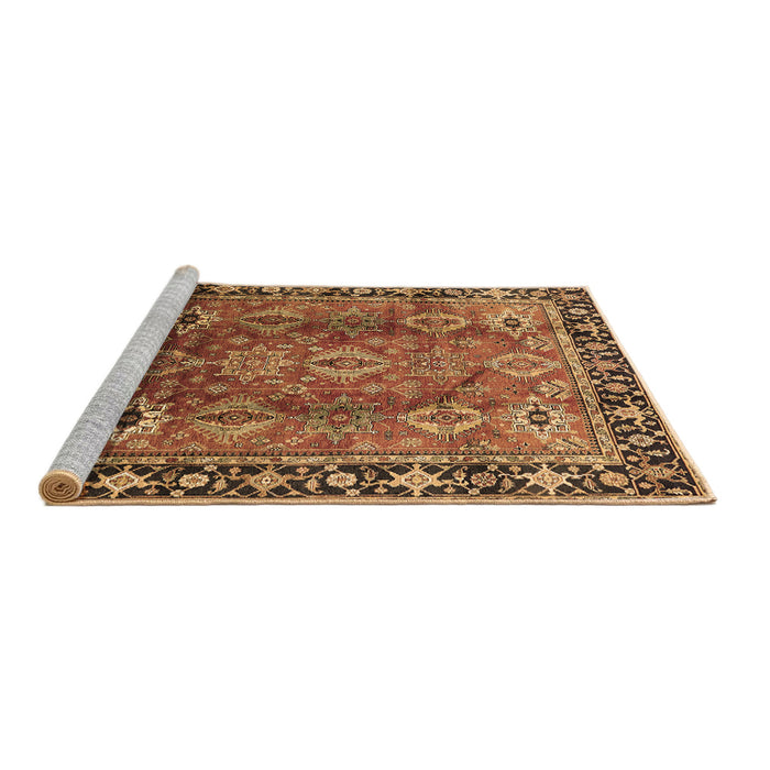 Sideview of Machine Washable Oriental Brown Traditional Rug, wshurb1467brn
