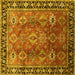 Square Machine Washable Oriental Yellow Traditional Rug, wshurb1467yw