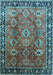 Machine Washable Oriental Light Blue Traditional Rug, wshurb1467lblu