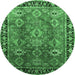 Round Oriental Emerald Green Traditional Rug, urb1467emgrn