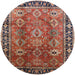 Round Mid-Century Modern Light Copper Gold Oriental Rug, urb1467