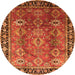 Round Oriental Orange Traditional Rug, urb1467org