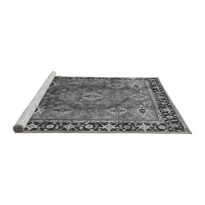 Sideview of Machine Washable Oriental Gray Traditional Rug, wshurb1467gry