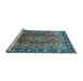 Sideview of Machine Washable Oriental Light Blue Traditional Rug, wshurb1467lblu