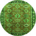 Round Oriental Green Traditional Rug, urb1467grn