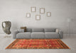 Machine Washable Oriental Orange Traditional Area Rugs in a Living Room, wshurb1467org