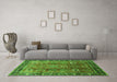 Machine Washable Oriental Green Traditional Area Rugs in a Living Room,, wshurb1467grn