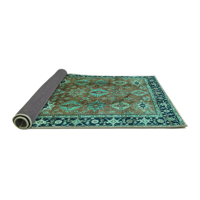 Sideview of Oriental Turquoise Traditional Rug, urb1467turq