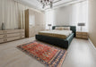 Mid-Century Modern Light Copper Gold Oriental Rug in a Bedroom, urb1467