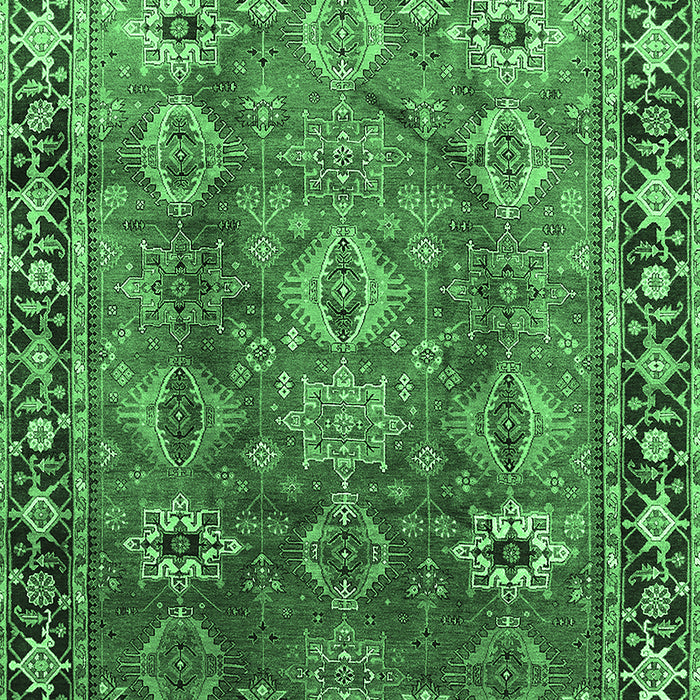 Machine Washable Oriental Emerald Green Traditional Area Rugs, wshurb1467emgrn