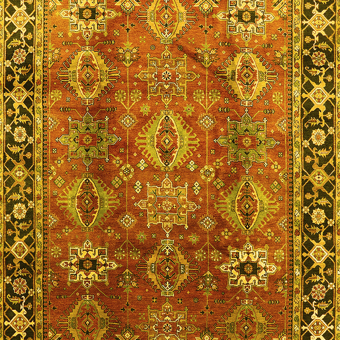 Machine Washable Oriental Yellow Traditional Rug, wshurb1467yw