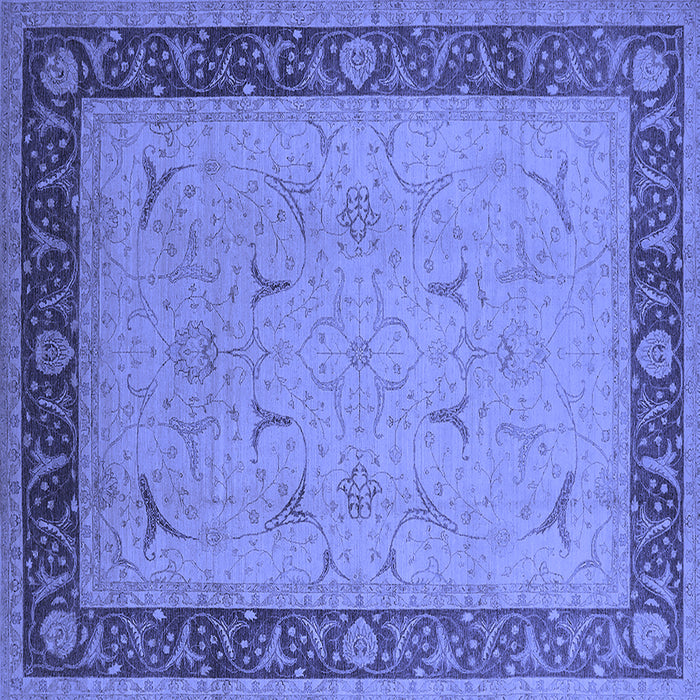 Square Machine Washable Oriental Blue Industrial Rug, wshurb1468blu