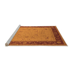 Sideview of Machine Washable Oriental Orange Industrial Area Rugs, wshurb1468org