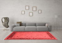 Machine Washable Oriental Red Industrial Rug, wshurb1468red