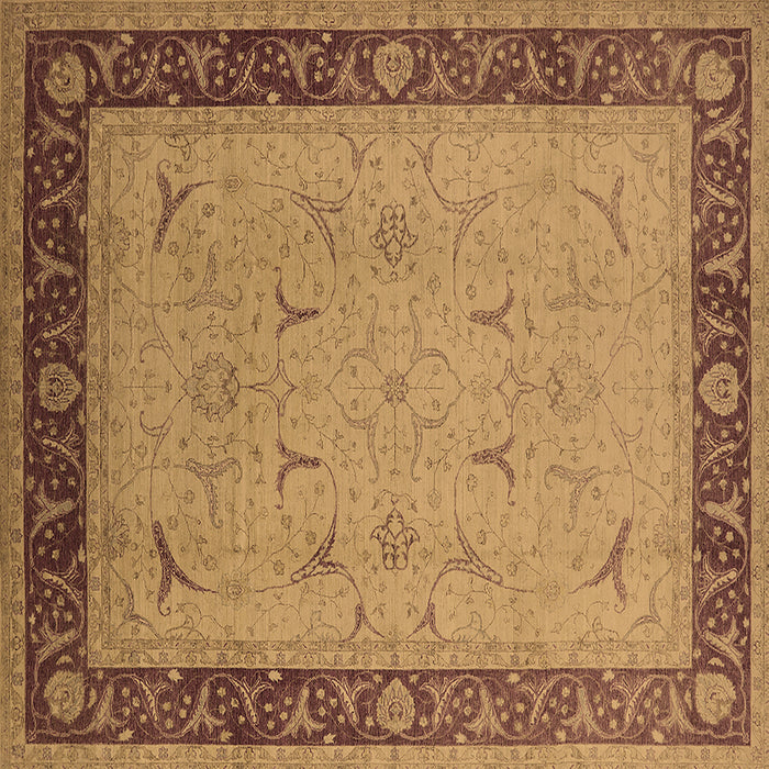 Square Machine Washable Oriental Brown Industrial Rug, wshurb1468brn