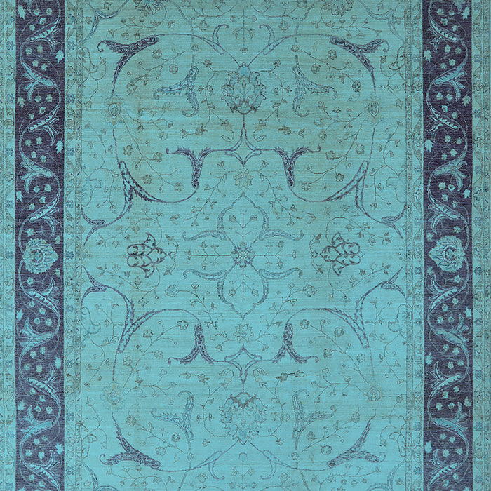 Machine Washable Oriental Light Blue Industrial Rug, wshurb1468lblu