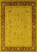 Machine Washable Oriental Yellow Industrial Rug, wshurb1468yw