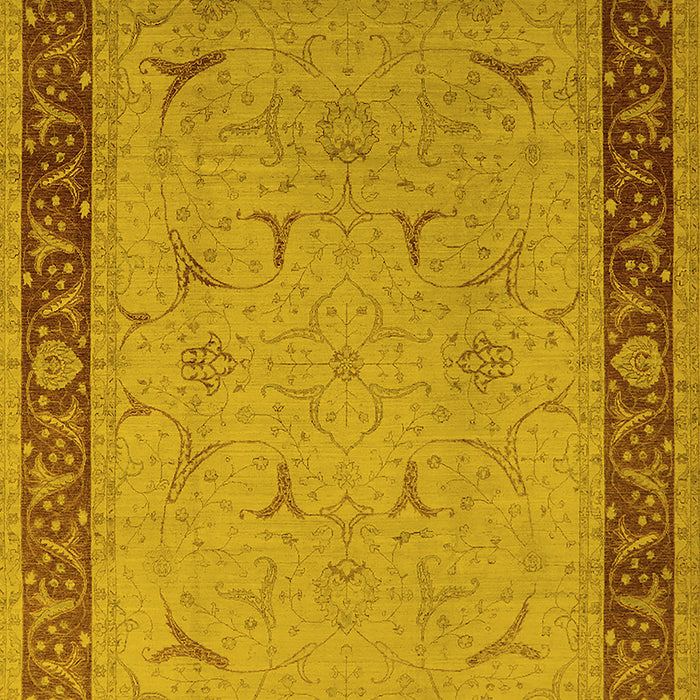 Machine Washable Oriental Yellow Industrial Rug, wshurb1468yw