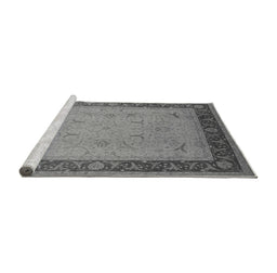 Sideview of Machine Washable Oriental Gray Industrial Rug, wshurb1468gry