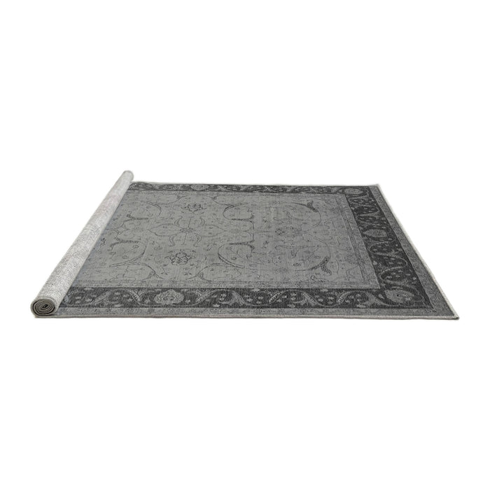 Sideview of Machine Washable Oriental Gray Industrial Rug, wshurb1468gry