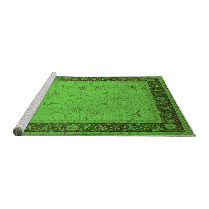 Sideview of Machine Washable Oriental Green Industrial Area Rugs, wshurb1468grn