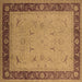 Square Oriental Brown Industrial Rug, urb1468brn