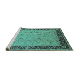 Sideview of Machine Washable Oriental Turquoise Industrial Area Rugs, wshurb1468turq
