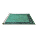 Sideview of Machine Washable Oriental Turquoise Industrial Area Rugs, wshurb1468turq