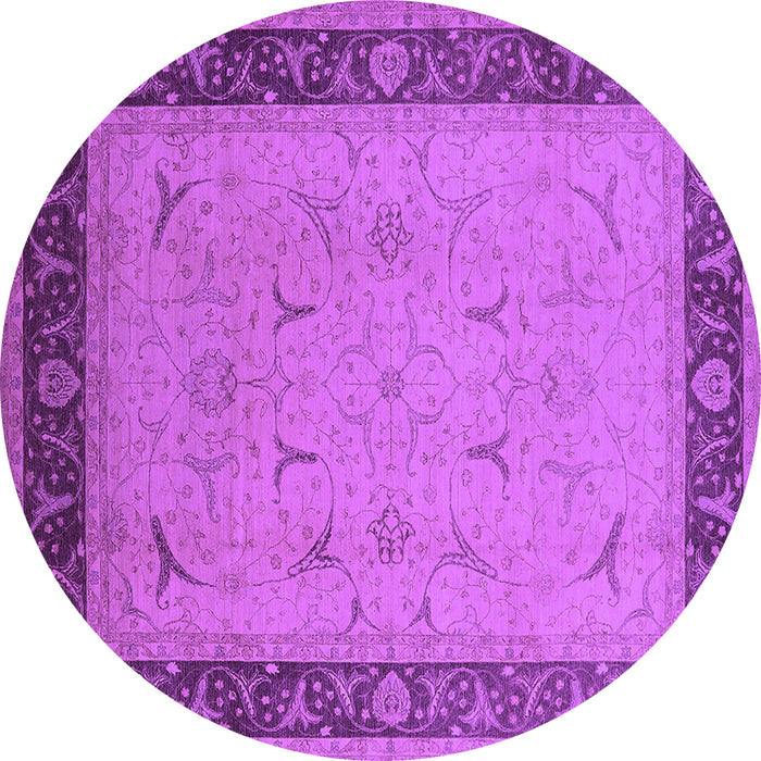Round Machine Washable Oriental Purple Industrial Area Rugs, wshurb1468pur
