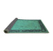 Sideview of Oriental Turquoise Industrial Rug, urb1468turq