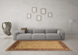 Machine Washable Oriental Brown Industrial Rug in a Living Room,, wshurb1468brn