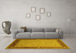 Machine Washable Oriental Yellow Industrial Rug in a Living Room, wshurb1468yw