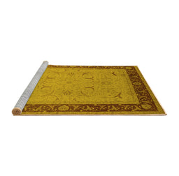 Sideview of Machine Washable Oriental Yellow Industrial Rug, wshurb1468yw