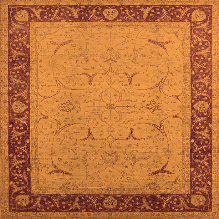 Square Machine Washable Oriental Orange Industrial Area Rugs, wshurb1468org