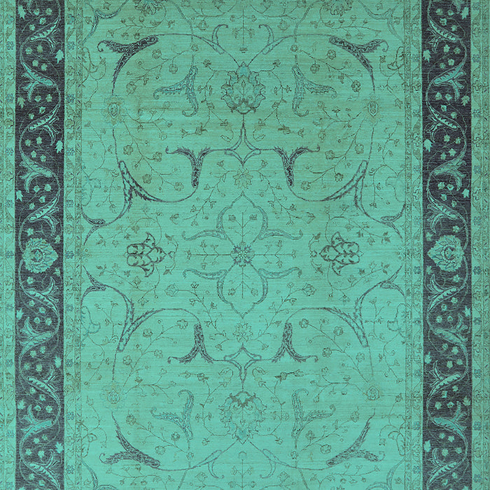 Machine Washable Oriental Turquoise Industrial Area Rugs, wshurb1468turq