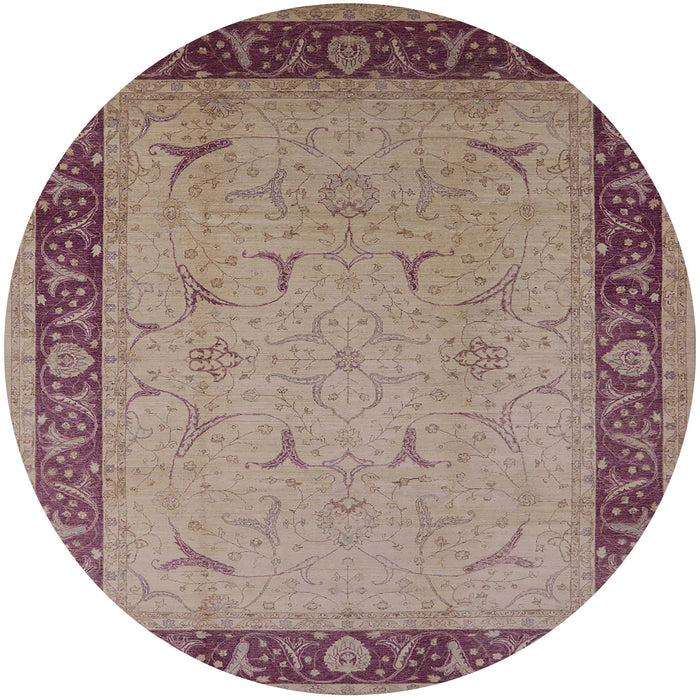 Round Mid-Century Modern Chestnut Brown Oriental Rug, urb1468