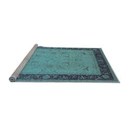Sideview of Machine Washable Oriental Light Blue Industrial Rug, wshurb1468lblu