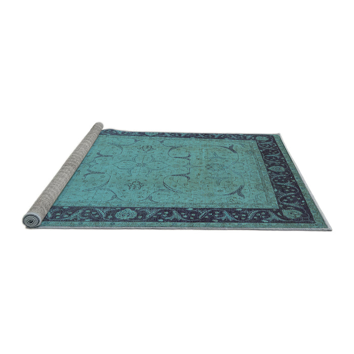 Sideview of Machine Washable Oriental Light Blue Industrial Rug, wshurb1468lblu