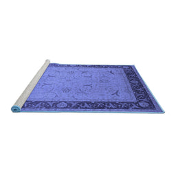Sideview of Machine Washable Oriental Blue Industrial Rug, wshurb1468blu