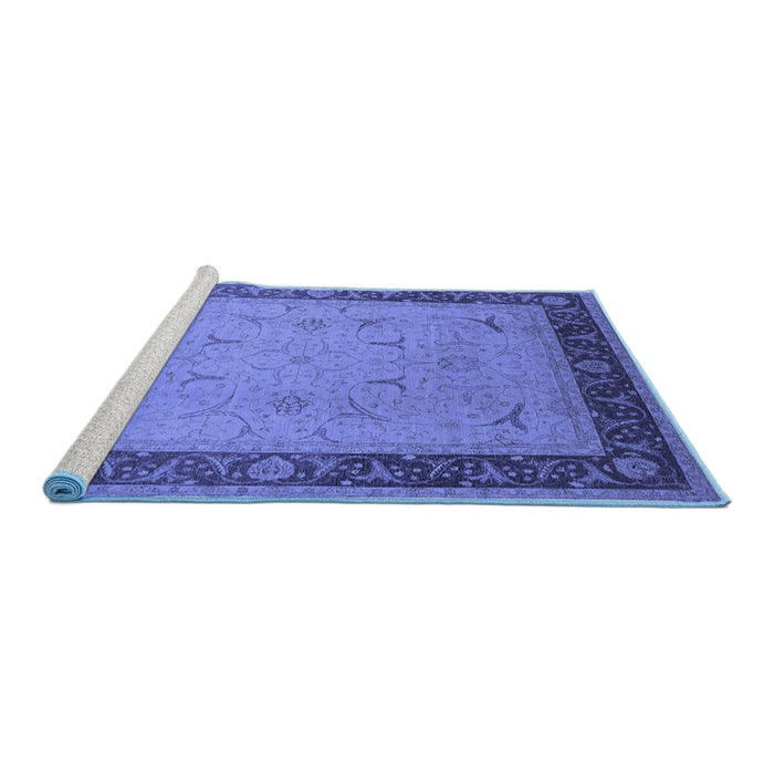 Sideview of Machine Washable Oriental Blue Industrial Rug, wshurb1468blu