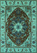 Machine Washable Persian Turquoise Traditional Area Rugs, wshurb1469turq