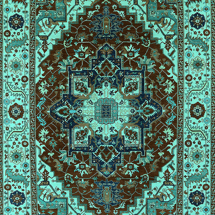 Machine Washable Persian Turquoise Traditional Area Rugs, wshurb1469turq