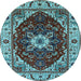 Round Persian Light Blue Traditional Rug, urb1469lblu