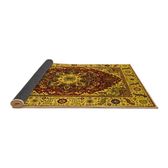 Sideview of Persian Yellow Traditional Rug, urb1469yw