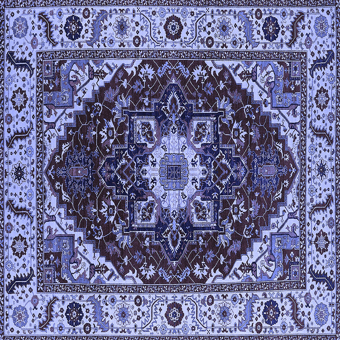 Square Machine Washable Persian Blue Traditional Rug, wshurb1469blu